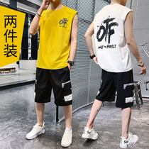 Mens vest fashion brand sleeveless t-shirt outside the summer cut sleeve loose casual suit handsome 2021 new