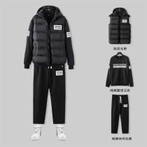 Mens sweater autumn and winter three-piece Mens autumn clothing with handsome trend autumn clothes plus velvet sports suit