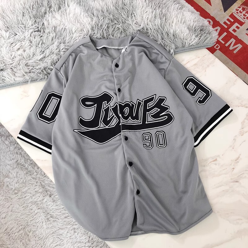 European and American Trendy Brand Color-Block Printed Short-Sleeve Shirts for Men and Women, Summer College Style Korean Sports Baseball Shirts, Couple Shirts European and American Trendy Brand Color-Block Printed Short-Sleeve Shirts for Men and Women, Summer College Style Korean Sports Baseball Shirts, Couple Shirts
