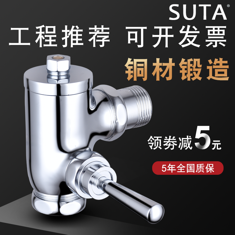 Copper Hand Press Type Flush Water Valve Time-lapse Valve Squatting Pan Switch Squat Toilet Makeup Room Stool Flushing Valve Toilet