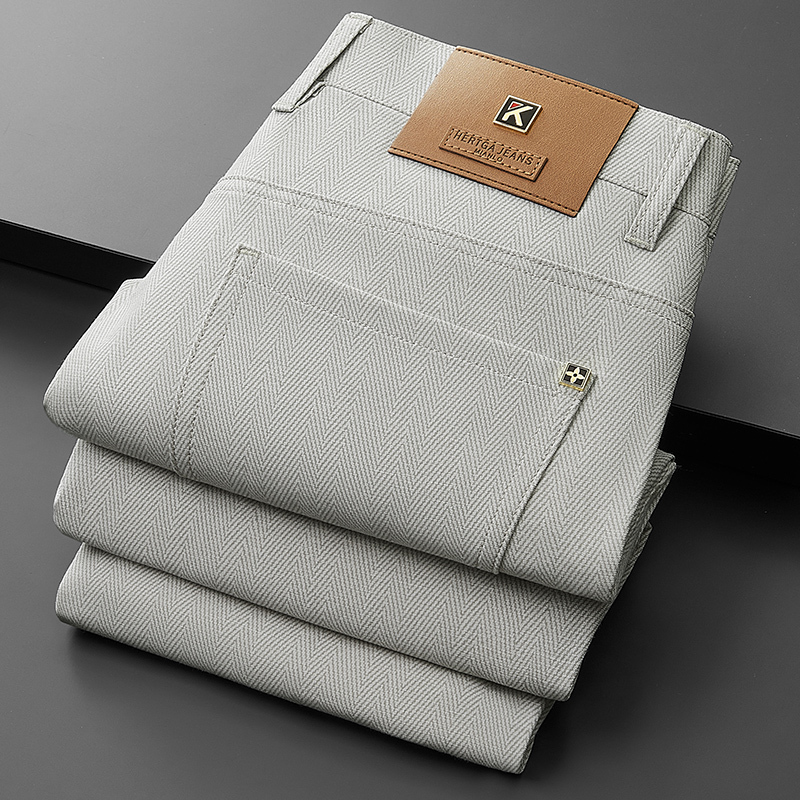 Light Luxury High-End New Thin Elastic Anti-Wrinkle Casual Pants for Men, Slim Fit Light Luxury Linen Straight-Leg Mid-Waist Long Pants for Men