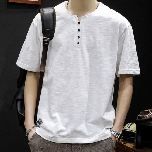 Бамбуковая хлопковая японская ретро футболка с коротким рукавом, свободный крой