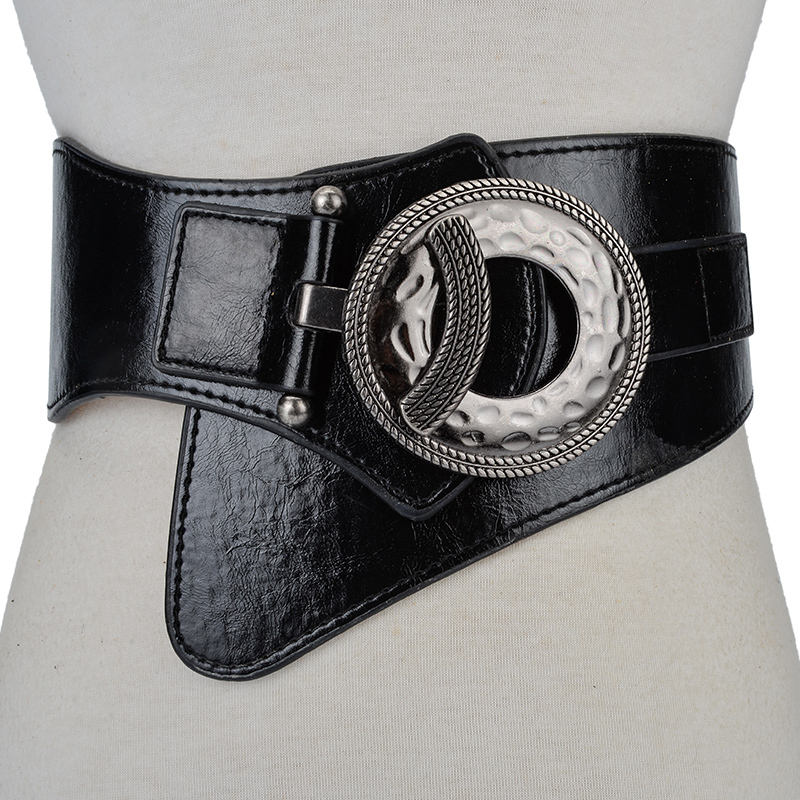Cold Weapon Style Wide Belt for Women, Simple Elastic Waistband to Match down Jackets, Sweaters, Dresses, Black Belt