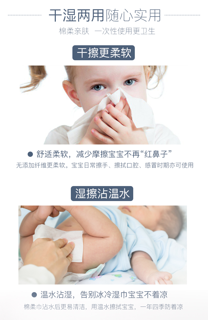Khăn bông nhỏ cho bé sơ sinh Khăn giấy mềm sơ sinh ướt và khô tăng khô lau dày 100 lần bơm giấy ướt mamamy
