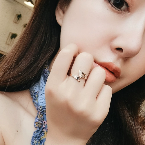 Модное золотое кольцо из нержавеющей стали, в корейском стиле, 18 карат, розовое золото