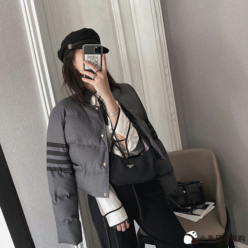 Small Beauty Day Generation Thom Browne Autumn Winter's TB Body Suit Cotton padded jacket Four track Bar Shorts Women Cotton Suit Jacket