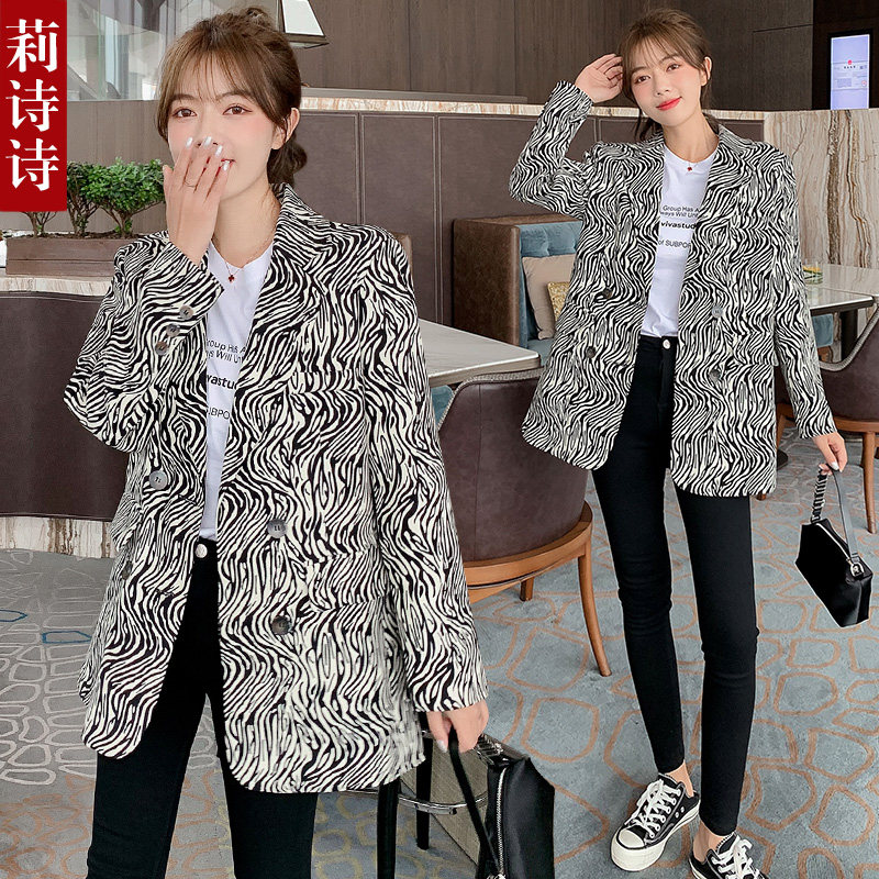 Zebra Tattoo Suit Jacket Women's Clothing Spring New 2022ins Craze Relaxed Design Sense Striped Casual West Suit