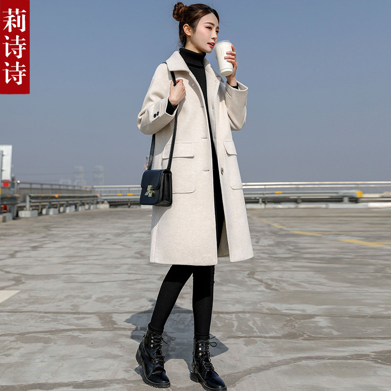 小个子中长款赫本风毛呢外套女加棉加厚2019秋冬新款流行呢子大衣