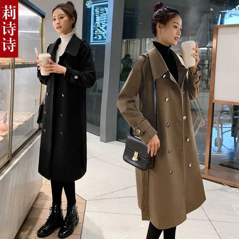 Herbenwind curly hair coat female autumn winter temperament 2022 new long version over knee repo body slim fit