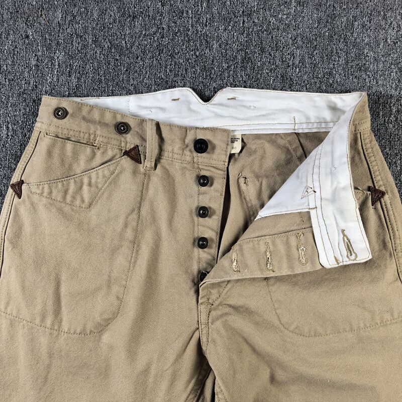 Rrl Work Pants Straight-Leg Vintage Washed Soft Canvas Button-Decorated Button-Fly Khaki Pants Casual Pants