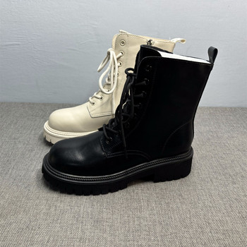 Women's genuine leather martin boots british style spring and autumn short boots