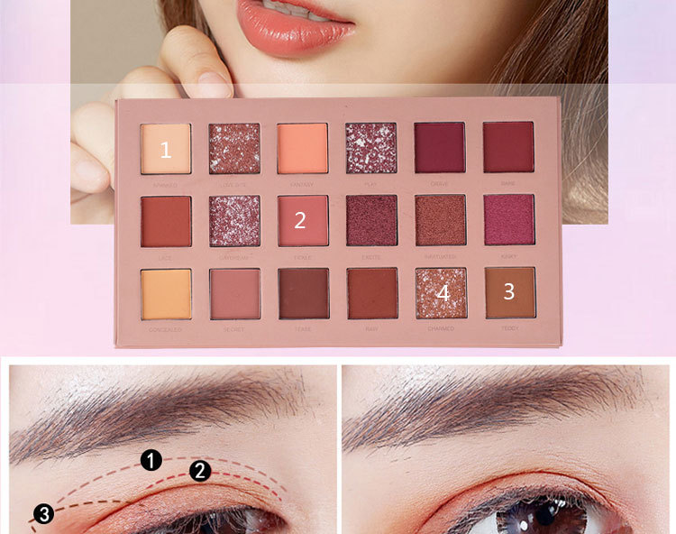 Phần lưới màu đỏ ngọc trai giá rẻ không thấm nước 18 màu đất màu đào đào sa mạc hoàng hôn cô gái sinh viên bóng mắt khay - Bóng mắt phấn mắt colourpop