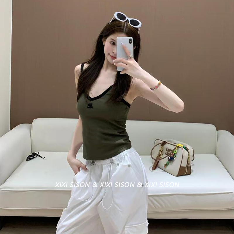 【Xixi】Courreges Camisole 2026 Spring/Summer New Style Logo Embroidery Trendy Base Top