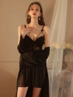 Осенняя сексуальная пижама, банный халат, большой размер, подходит для полных девушек, кружевное платье, эффект подтяжки