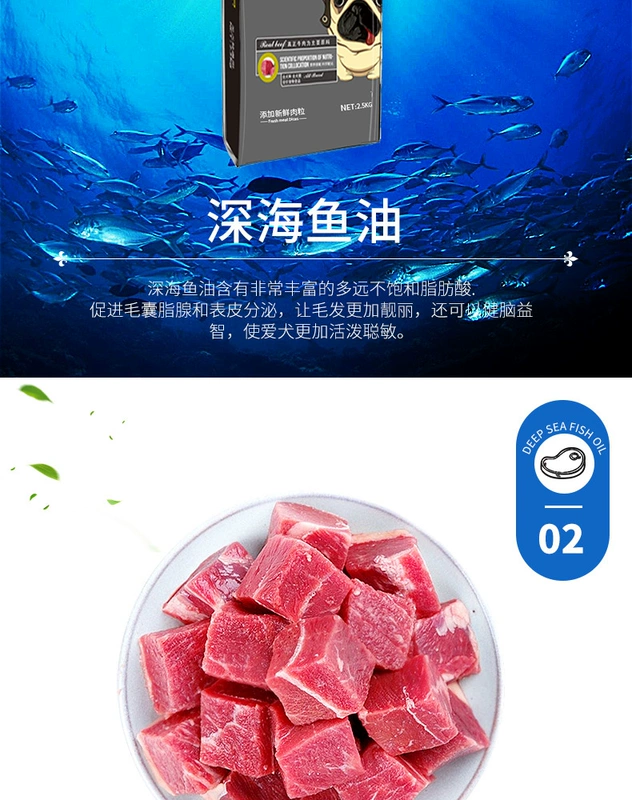 Thức ăn cho chó loại chung 5 kg thịt bò chiến đấu 2,5kg lông vàng óng Keji 10 con chó nhỏ chó con chó trung bình chó trưởng thành - Chó Staples đồ ăn cho chó