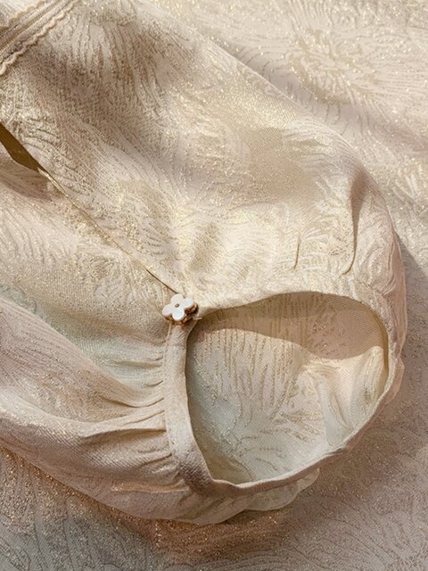 19mm Silk Jacquard Lantern Sleeve Blouse for Women, 2024 Summer New Style, Age-Reducing Loose Fit Mulberry Silk Top