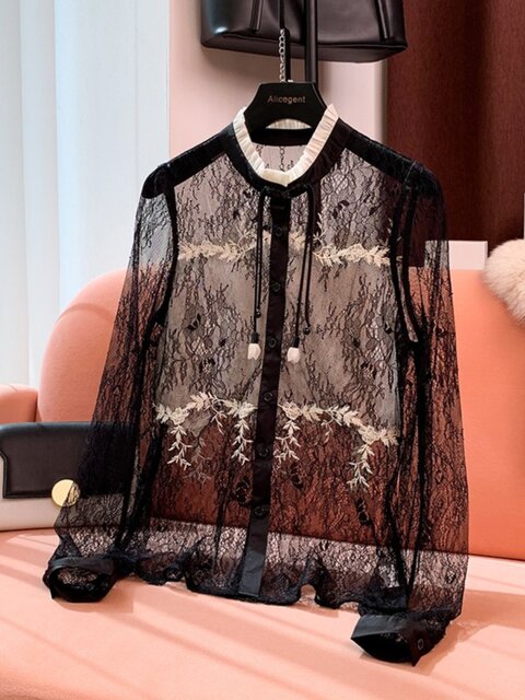 Black Semi-Sheer Hollow-Out Vest for Women, 2024 Summer New Style, Sleeveless Outerwear, Can Be Worn as an Inner Layer, Thin Top