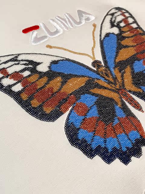 Space Cotton Sweatshirt Jacket for Women with Butterfly Embroidery 2024 Spring and Autumn New European Style Short Round Neck Casual Popular Top