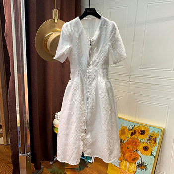 A-Line Dress for Women, Summer 2024 European Style, New Embossed Jacquard, Slim Fit, Elegant and High-End Dress