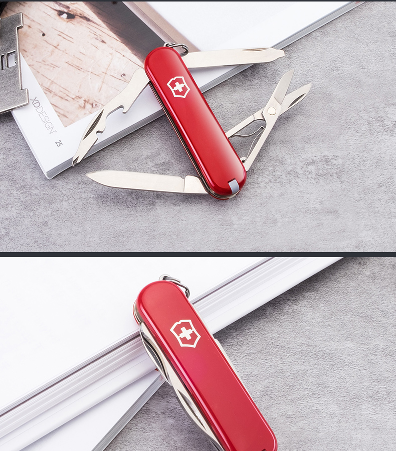 Victorinox Swiss Army Knife 58mm màu đỏ hạnh phúc 0.6363 Mini đa chức năng Folding Knife Swiss Sergeant