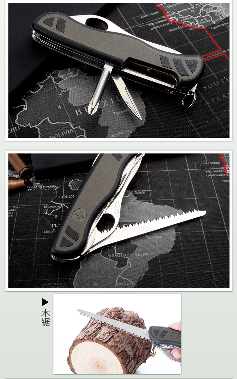 Victorinox Swiss Army Knife 111mm Sĩ quan quân đội Thụy Sĩ 0.8461.MWCH Tay cầm chống trượt Cắm trại ngoài trời Trung sĩ dao bộ dụng cụ đa năng bỏ túi