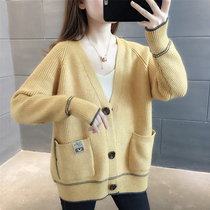 Autumn dress 2021 New Korean version of loose outer knit cardigan womens spring and autumn Net red sweater coat autumn and winter