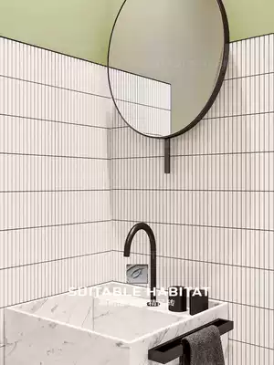 Japanese style wicker white matte mosaic tile bathroom toilet ceramic curved wall tile