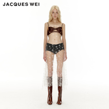 JACQUESWEI Official Store 2022AW Leather Strap Perspective Lace Dress