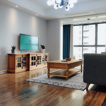 Imported American Country French Oak Solid Wood TV Cabinet High Light Luxury Log World Lock Living Room Cabinet