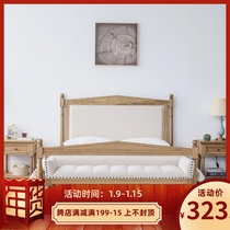 European original single American country French export Oak soft bag single double bed European Queen triangle solid wood wedding bed