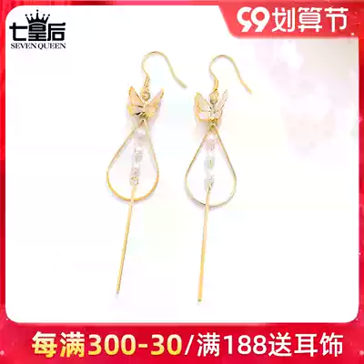 Earrings female temperament Korean personality Joker simple butterfly tassel long version of ear needle Super fairy ear jewelry eardrop pendant