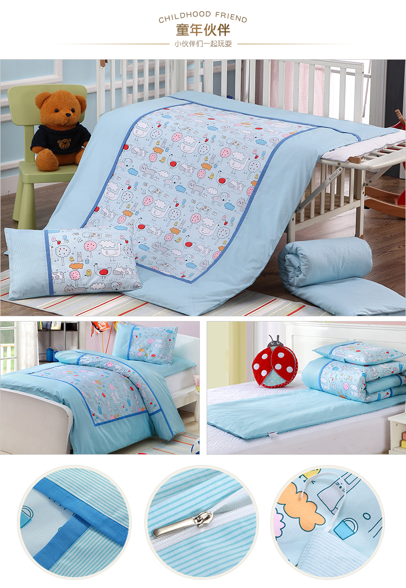 Mẫu giáo lụa quilt ba mảnh mùa xuân và mùa hè bông lõi trẻ em nap bé cot sản phẩm được 褥 sáu miếng