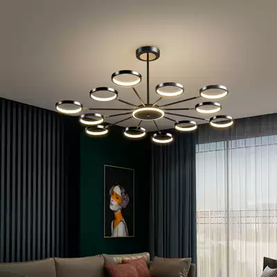 Living room chandelier modern simple atmosphere light luxury high-end 2020 new Nordic geometric ring led dining room lamp