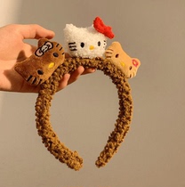 New hello Kitty doll female special face wash headband hair accessories plush makeup mask pressure hair headband