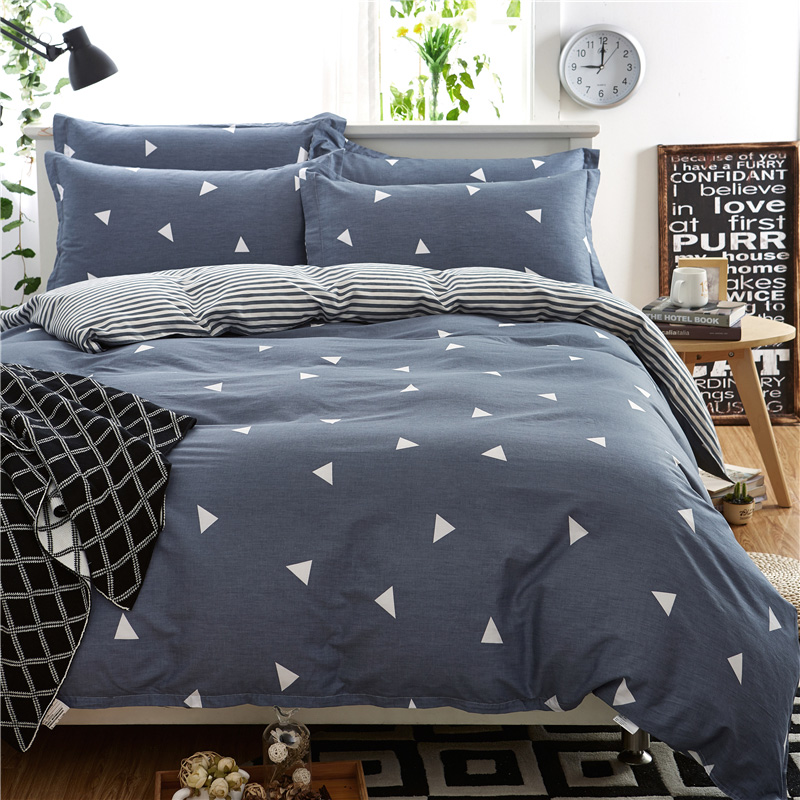 bộ đồ giường bông đơn giản bông denim 220x240 2x2.3 nam giường m chăn 2.2x2.4 m 1.8m - Bộ đồ giường bốn mảnh bộ chăn ga gối đẹp