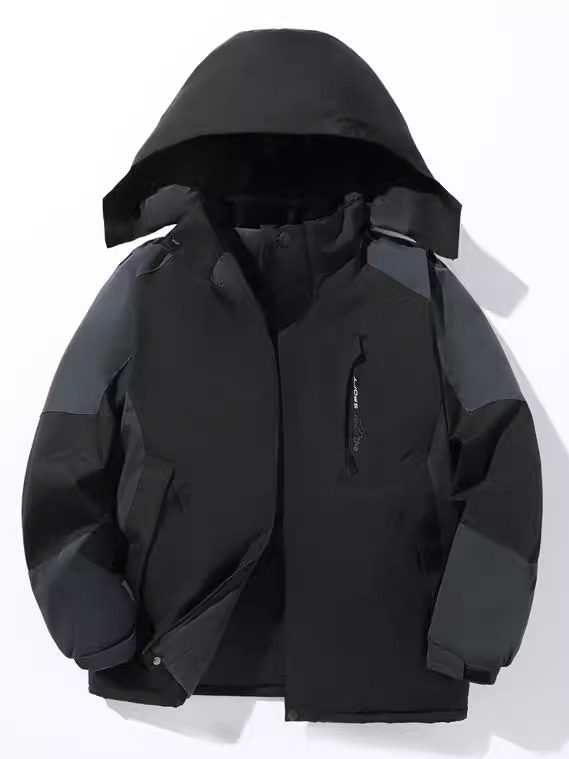 Fleece-Lined and Thickened Men's Cotton Jacket, Winter Windbreaker, Windproof, Waterproof, Warm Cotton Coat, Casual Loose Men's Cotton Clothing