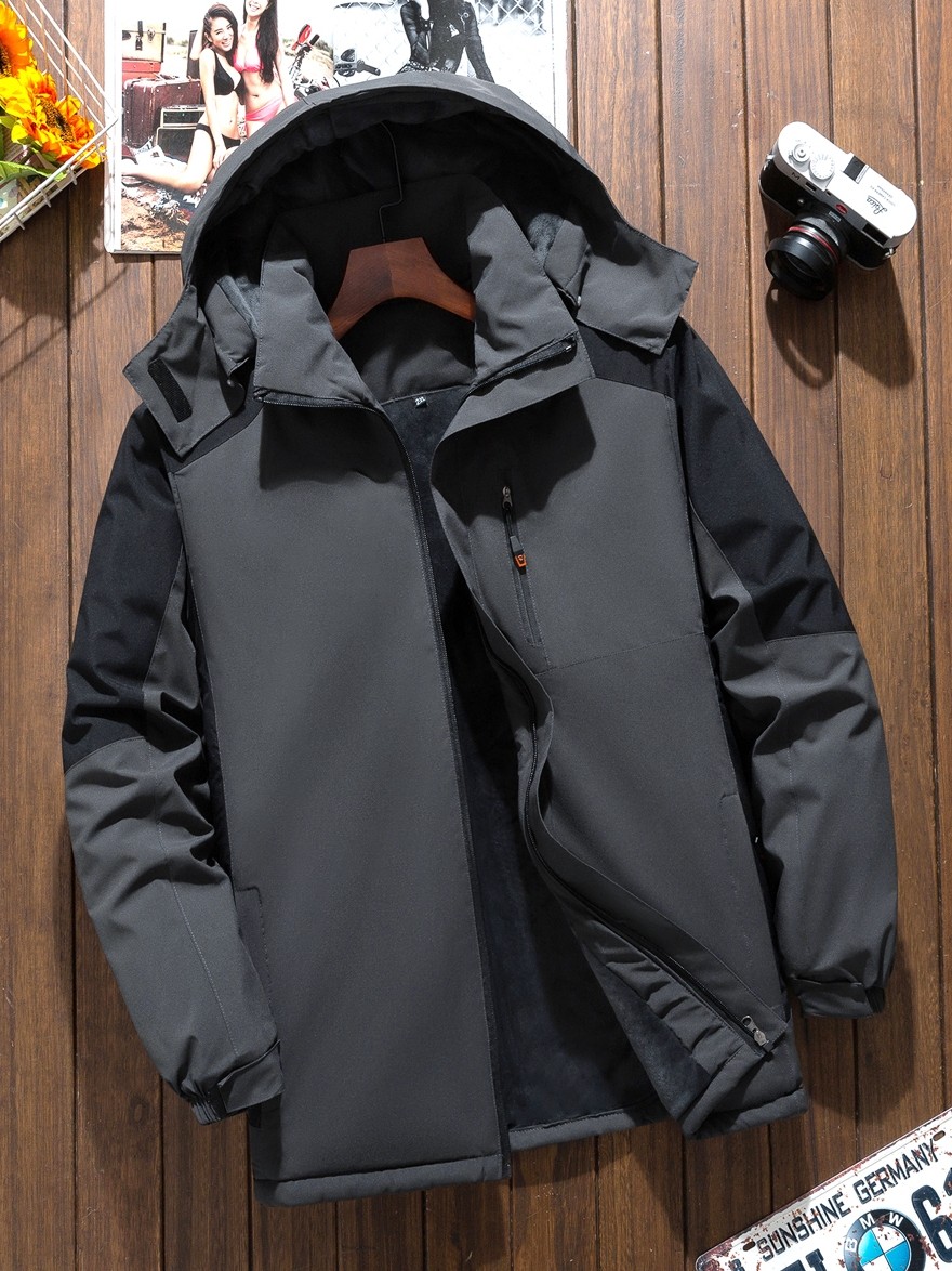 Fleece-Lined Thick Cotton Coat Men's Jacket Winter Windproof Waterproof Softshell Jacket Men's Cotton-Padded Jacket Casual Loose Men's Cotton Clothing