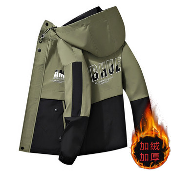 Fleece-Lined and Thickened Men's Cotton Jacket, Autumn and Winter Trendy Workwear Cotton Coat, Windproof and Waterproof Jacket, Men's Cotton Clothing