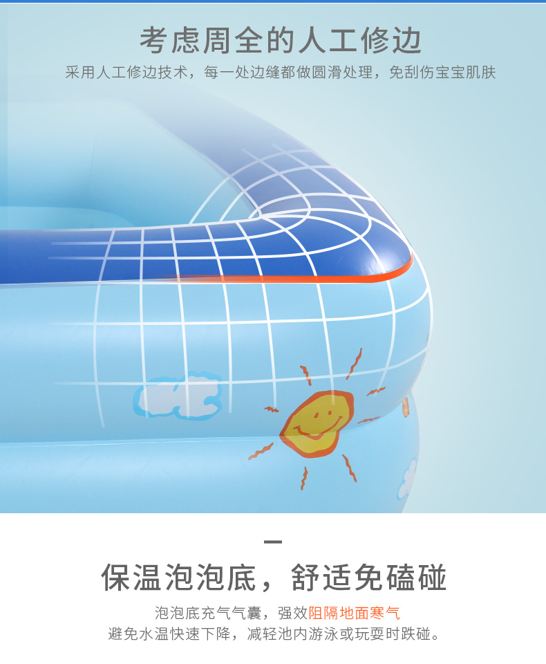 Air xách tay nhà tắm trẻ em thùng thiên đường bơm hơi đệm không khí ba tầng mở bể bơi quá khổ - Bể bơi / trò chơi Paddle bể bơi phao 2m1