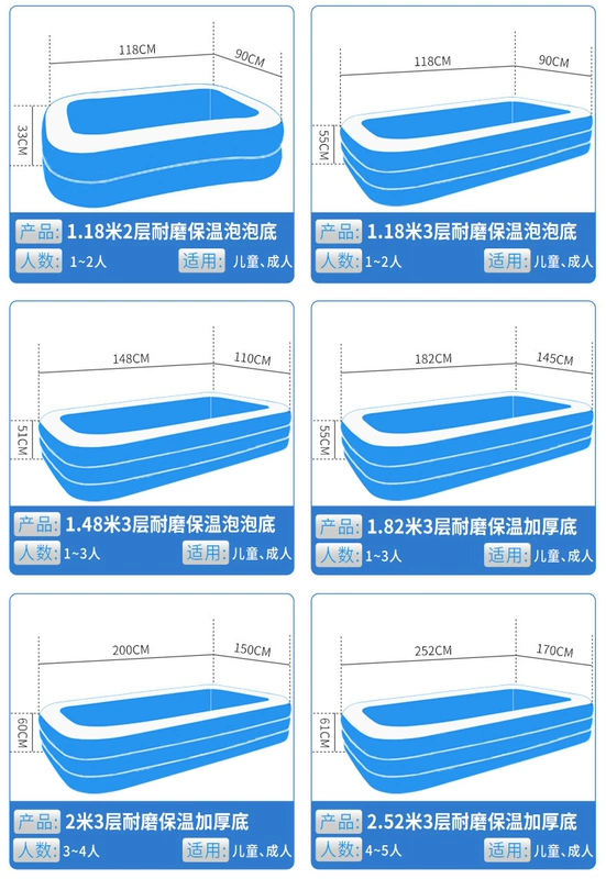 Air xách tay nhà tắm trẻ em thùng thiên đường bơm hơi đệm không khí ba tầng mở bể bơi quá khổ - Bể bơi / trò chơi Paddle