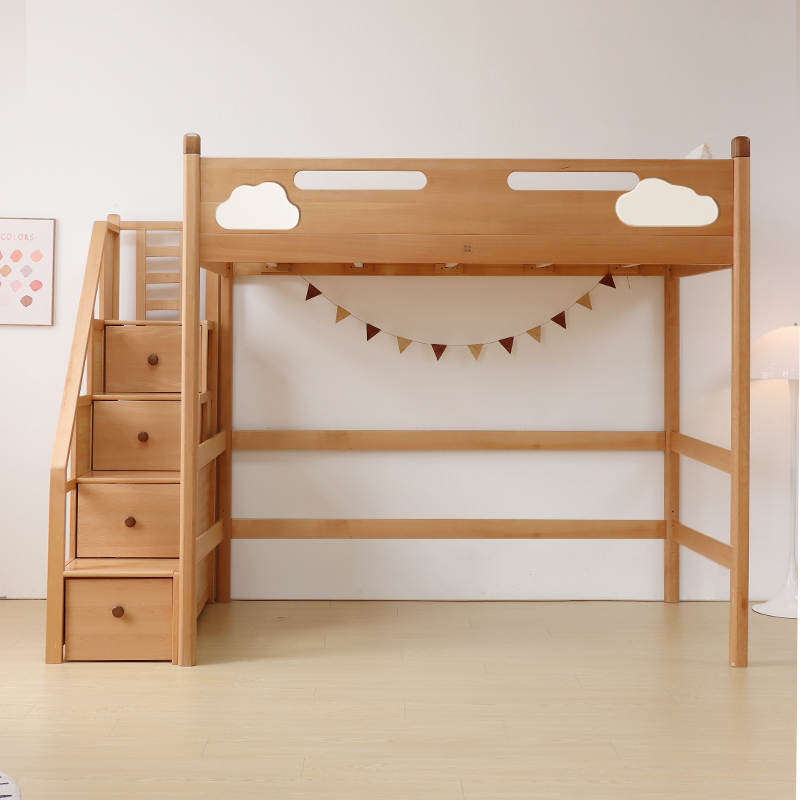 Xiaoqiao Solid Wood Elevated Bed Frame, Interlocking Bunk Bed, T-Shaped Staggered Upper and Lower Bed Combination, Reinforced