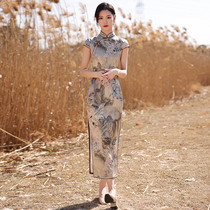 Silk cheongsam 2021 new young mother mulberry silk crane daily high-end temperament long retro Spring