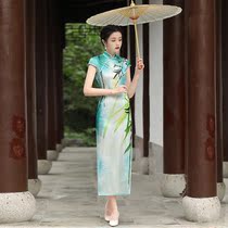 True silk long style qipao improved retro china wind gown girl temperament high-end mulberry silk long dress 2022 new
