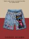 美式涂鸦猫多巴胺短裤男女印花卡通夏季宽松休闲沙滩裤大码五分裤