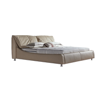 (National supplement) Mousse flagship store leather bed high-end soft bed modern simple double bed master bedroom built-in bedroom