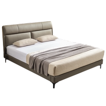 Mousse leather bed is light luxury modern and simple soft-packed leather bed European-style double bed master bedroom large bed high-end atmosphere