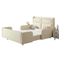 Mousse childrens bed modern simple solid wood bed environmentally friendly silicone leather princess bed girls room mousse partition guardrail