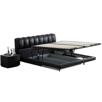 Mousse official flagship store leather bed modern minimalist bed master bedroom suspended bed storage multi-functional cream style leather bed