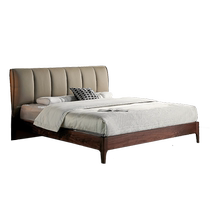 Mousse flagship store full-layer cowhide bed master bedroom modern simple solid wood bed soft-packed double bed leather bed bedroom