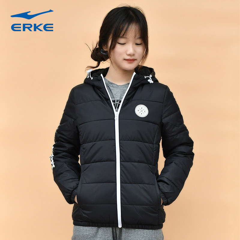 Broken code clearance Hongxing Erke down jacket women's new hooded jacket black winter warm cotton clothing ladies tops